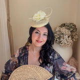 Cream flower fascinator hat - House of Hats
