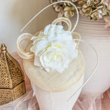 Cream flower fascinator hat - House of Hats