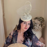 Cream flower fascinator hat - House of Hats