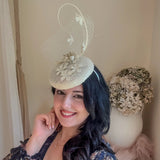 Cream flower fascinator hat - House of Hats
