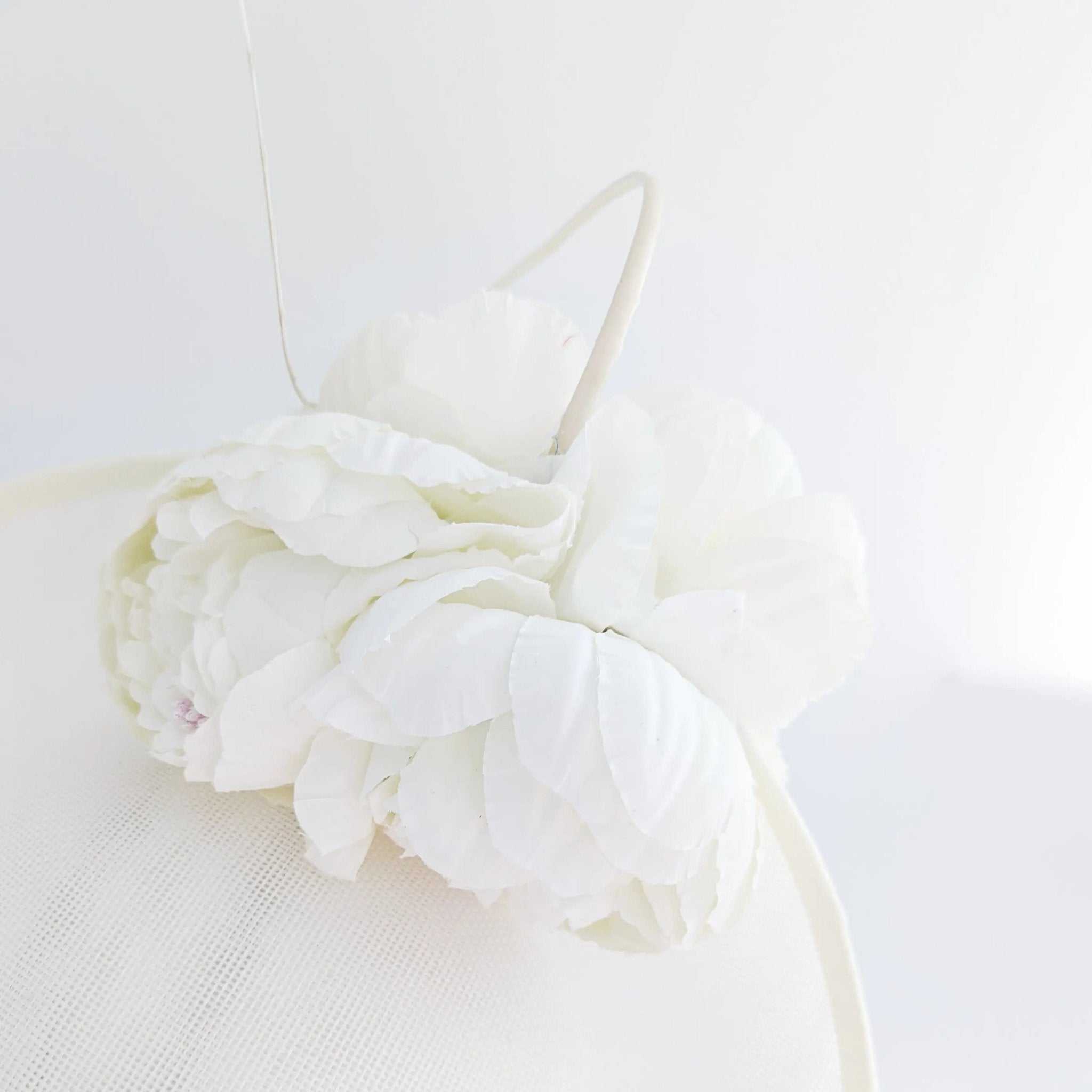 Cream large flower saucer disc fascinator hat - House of Hats