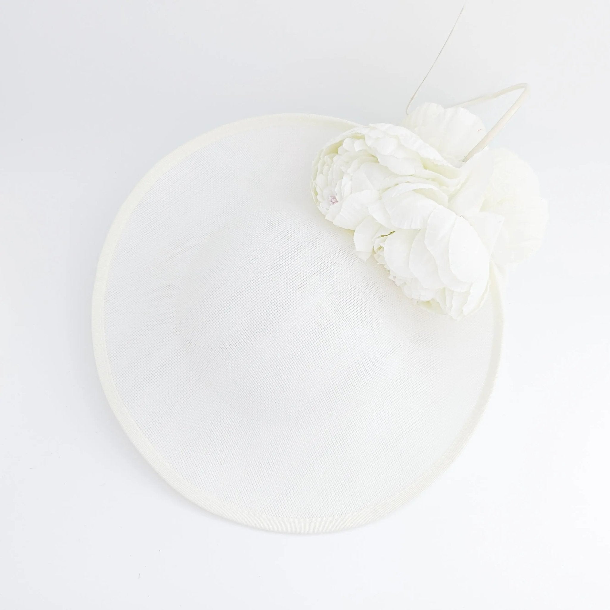 Cream large flower saucer disc fascinator hat - House of Hats