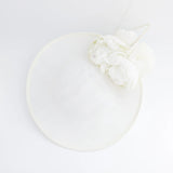 Cream large flower saucer disc fascinator hat - House of Hats
