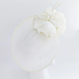 Cream large flower saucer disc fascinator hat - House of Hats