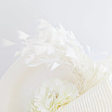 Cream large woven straw flower feather fascinator hat - House of Hats