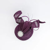 Dark plum purple pearl fascinator hat - House of Hats
