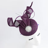 Dark plum purple pearl fascinator hat - House of Hats