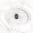Deep amethyst purple crystal gold emerald cut necklace - House of Hats