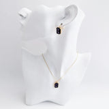 Deep amethyst purple crystal gold emerald cut necklace - House of Hats