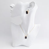 Deep amethyst purple crystal gold emerald cut necklace - House of Hats