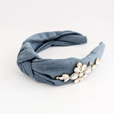 Denim crystal knot headband fascinator - House of Hats