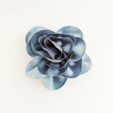 Dusty blue satin rose fascinator hat - House of Hats