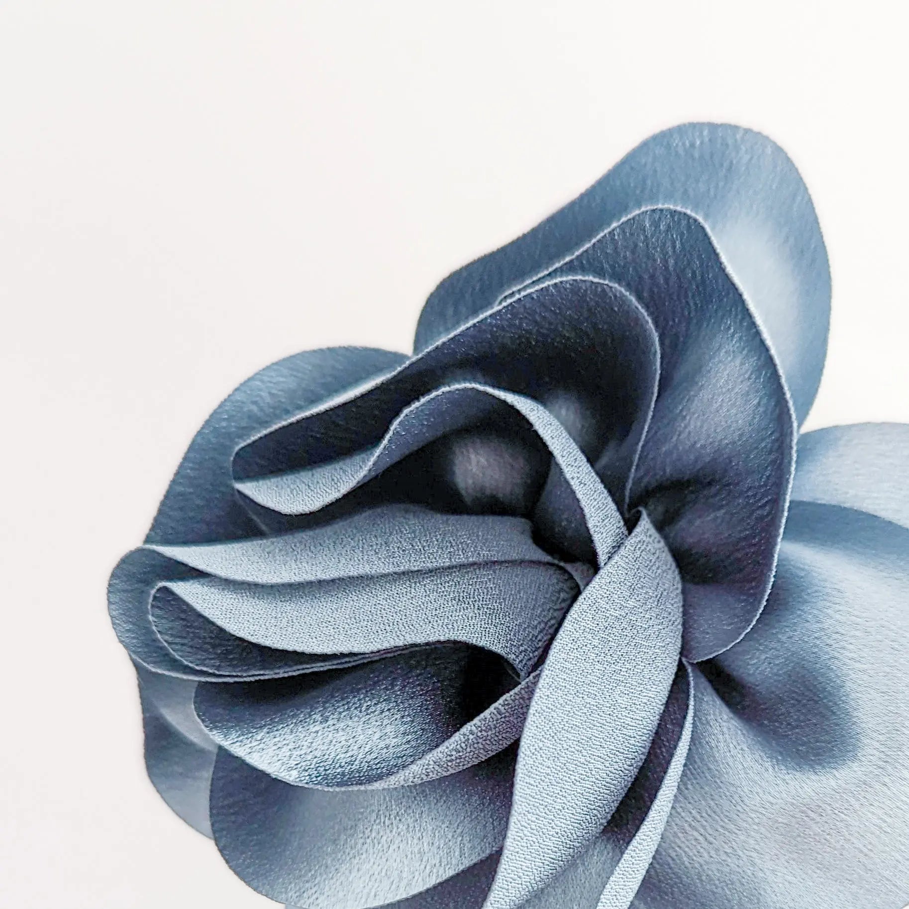 Dusty blue satin rose fascinator hat - House of Hats