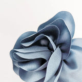 Dusty blue satin rose fascinator hat - House of Hats