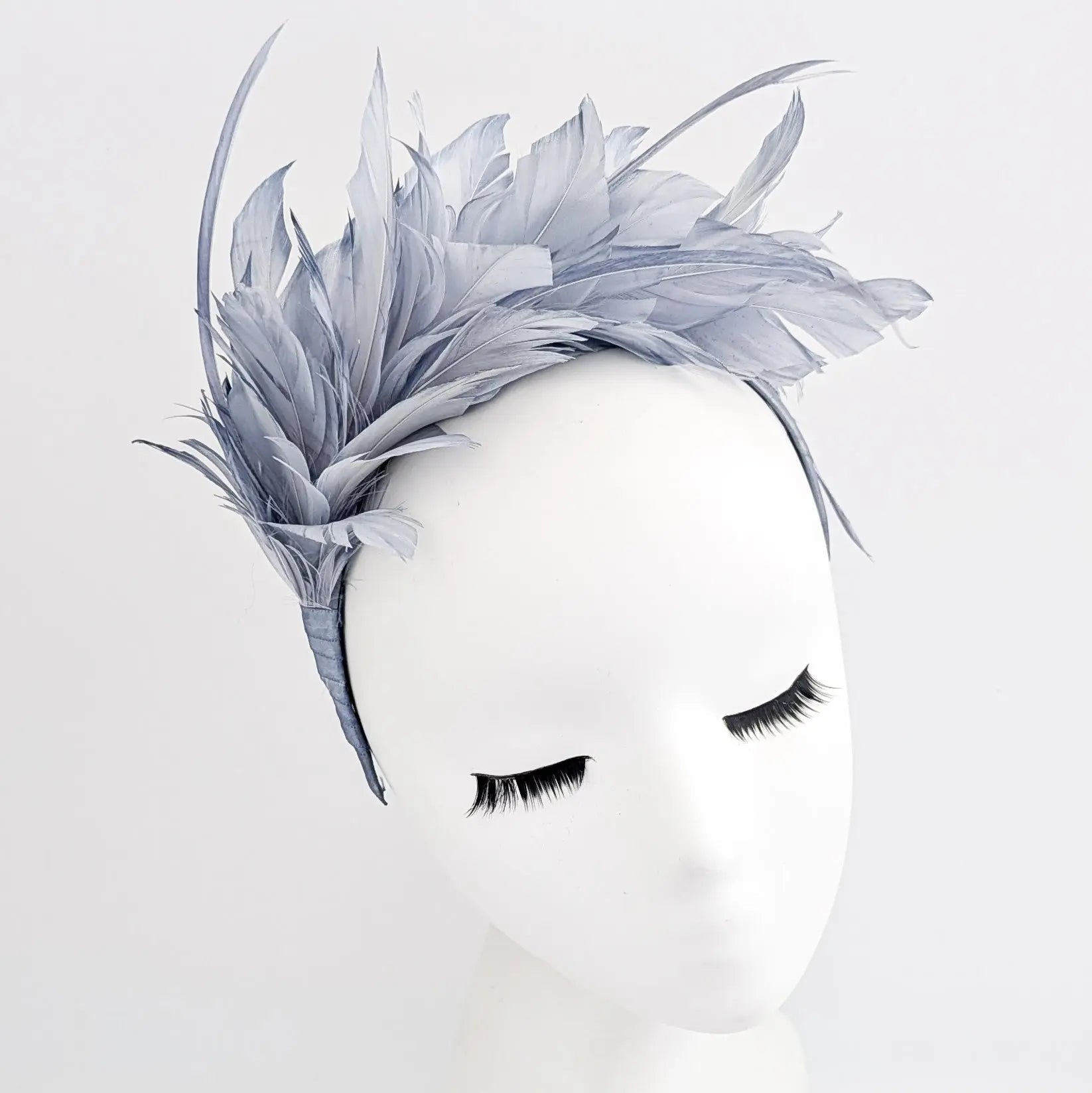 Dusty light purple ombre feather satin headband fascinator - House of Hats