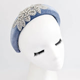 Dusty purple crystal padded velvet headband fascinator - House of Hats