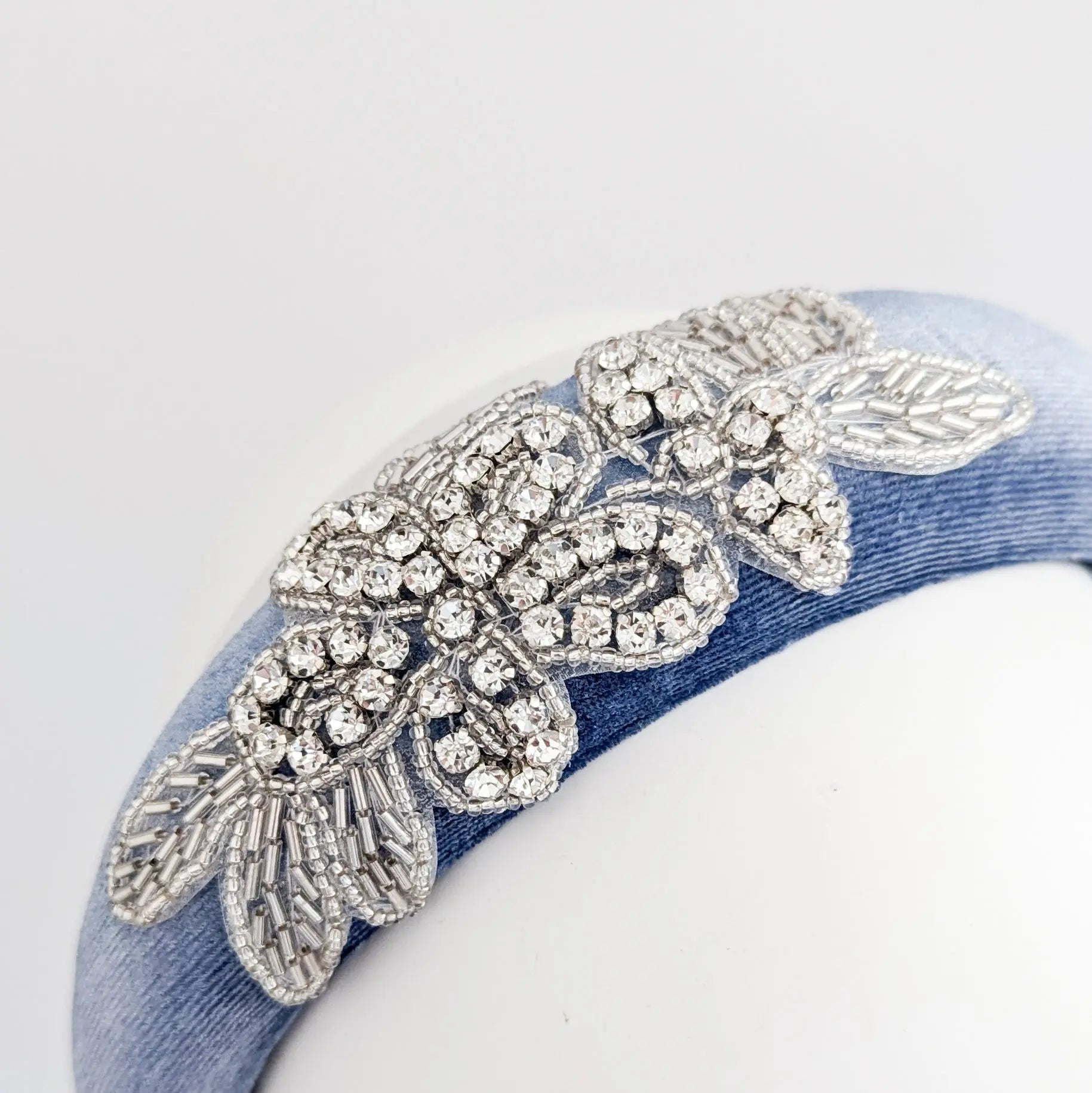 Dusty purple crystal padded velvet headband fascinator - House of Hats
