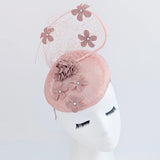 Dusty rose pink flower fascinator hat - House of Hats