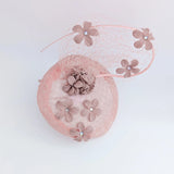 Dusty rose pink flower fascinator hat - House of Hats