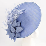 Dusty violet purple large feather disc fascinator hat - House of Hats