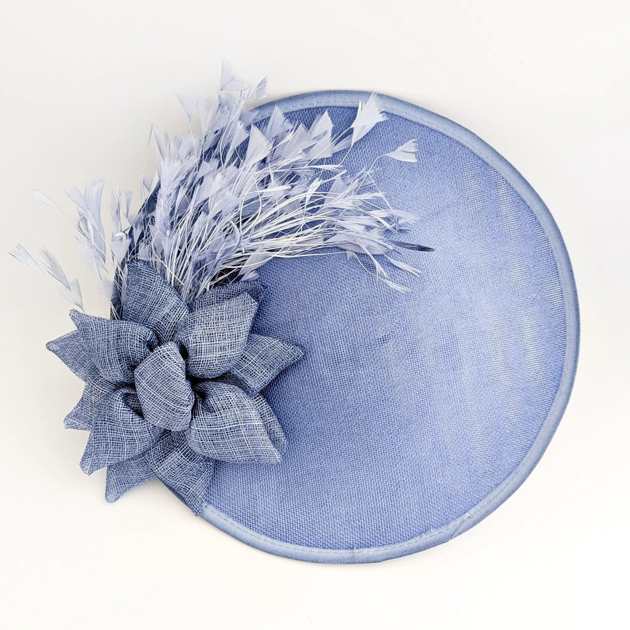 Dusty violet purple large feather disc fascinator hat - House of Hats