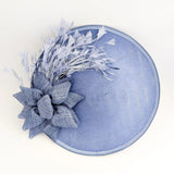 Dusty violet purple large feather disc fascinator hat - House of Hats