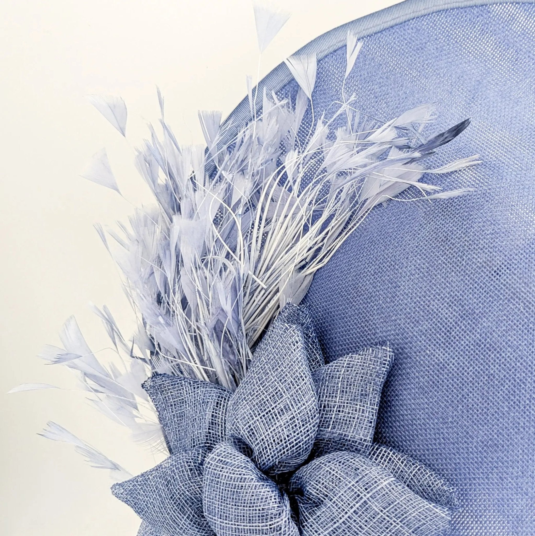 Dusty violet purple large feather disc fascinator hat - House of Hats