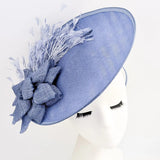 Dusty violet purple large feather disc fascinator hat - House of Hats
