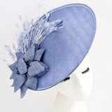 Dusty violet purple large feather disc fascinator hat - House of Hats