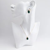 Emerald green crystal gold emerald cut drop earrings - House of Hats