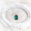 Emerald green crystal gold emerald cut necklace - House of Hats