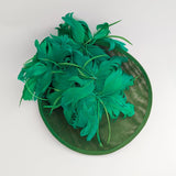 Emerald green feather large saucer disc fascinator hat - House of Hats