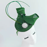 Emerald green pearl fascinator hat - House of Hats