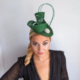 Emerald green pearl fascinator hat - House of Hats