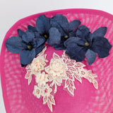 Fuchsia large teardrop flower fascinator hat - House of Hats