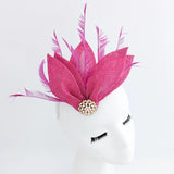 Fuchsia pink feather petal fan fascinator hat - House of Hats