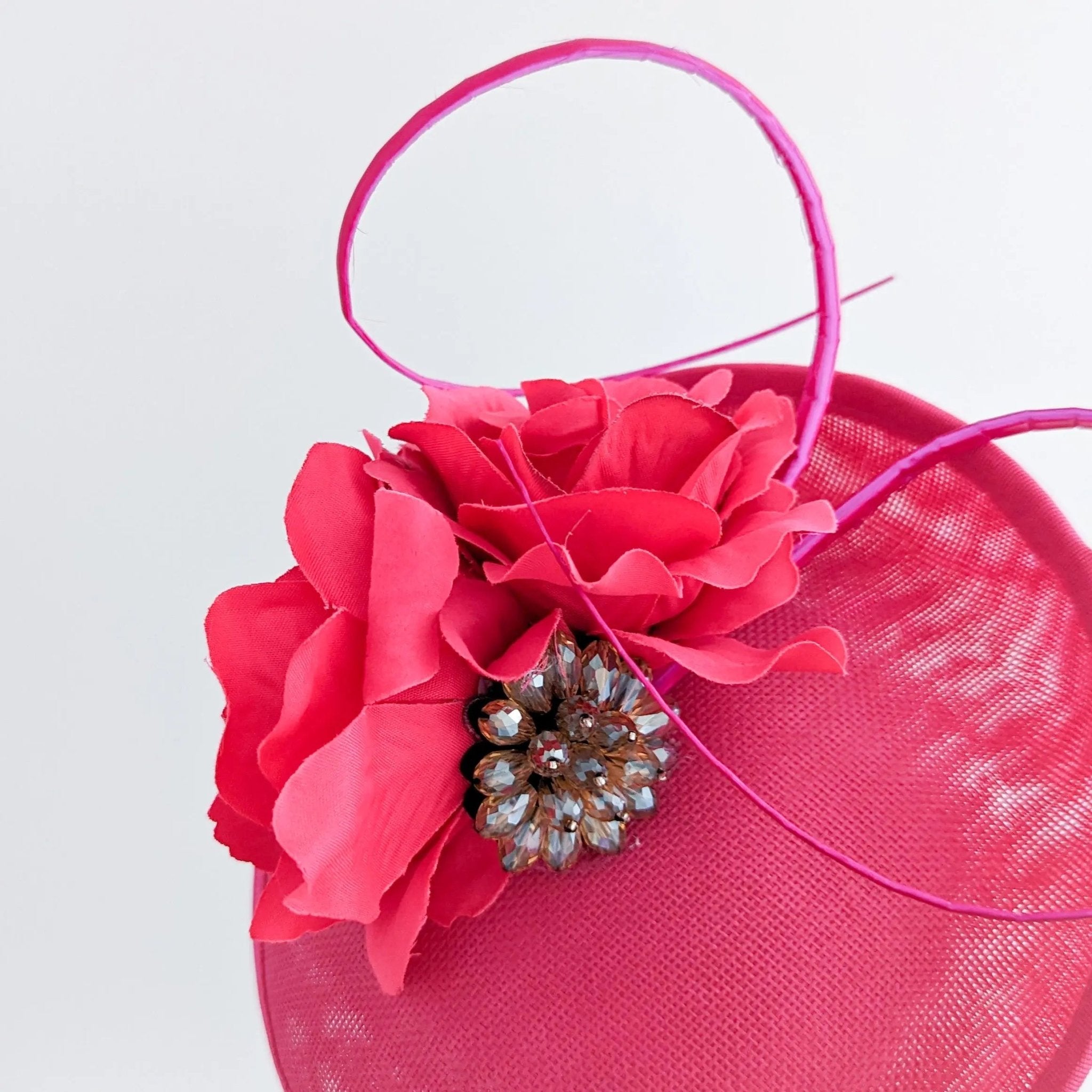 Fuchsia pink flower disc saucer fascinator hat - House of Hats