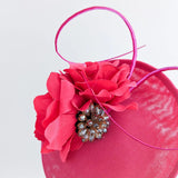 Fuchsia pink flower disc saucer fascinator hat - House of Hats