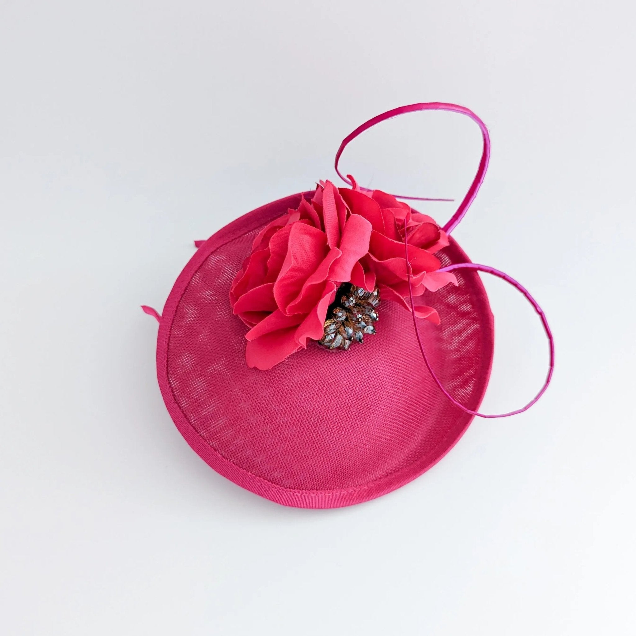 Fuchsia pink flower disc saucer fascinator hat - House of Hats