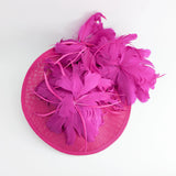 Fuchsia pink large feather saucer disc fascinator hat - House of Hats