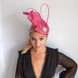 Fuchsia pink pearl fascinator hat - House of Hats