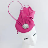 Fuchsia pink pearl fascinator hat - House of Hats