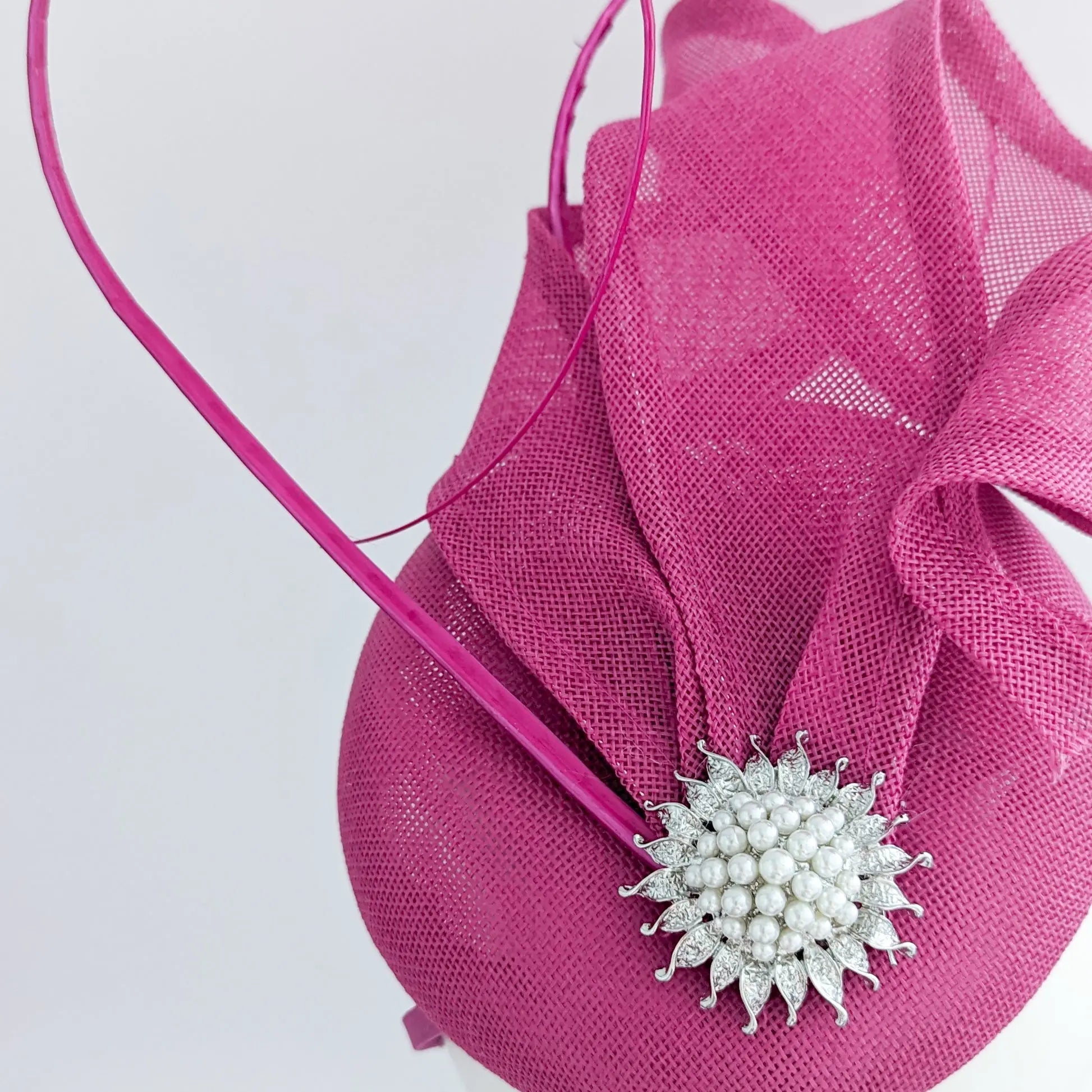 Fuchsia pink pearl fascinator hat - House of Hats