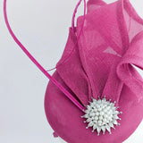 Fuchsia pink pearl fascinator hat - House of Hats