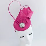 Fuchsia pink pearl fascinator hat - House of Hats