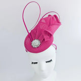 Fuchsia pink pearl fascinator hat - House of Hats