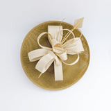 Gold feather large saucer disc fascinator hat - House of Hats