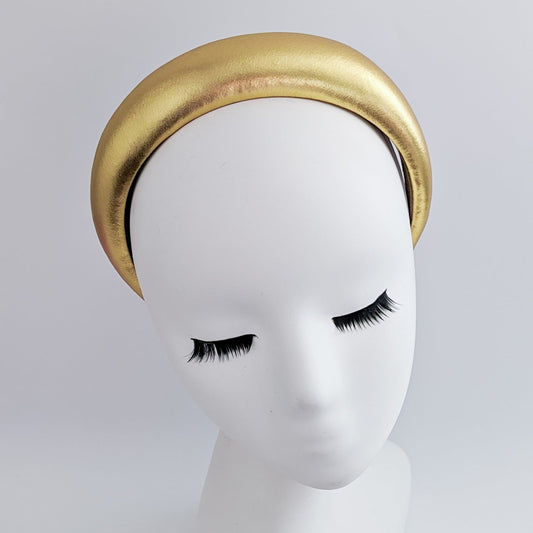 Gold metallic padded headband fascinator - House of Hats
