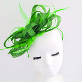 Green crystal feather fascinator hat - House of Hats