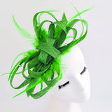 Green crystal feather fascinator hat - House of Hats